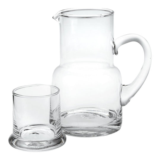 Set of Two Clear Crystal Glass Stemless Carafe And Drinking Glass
