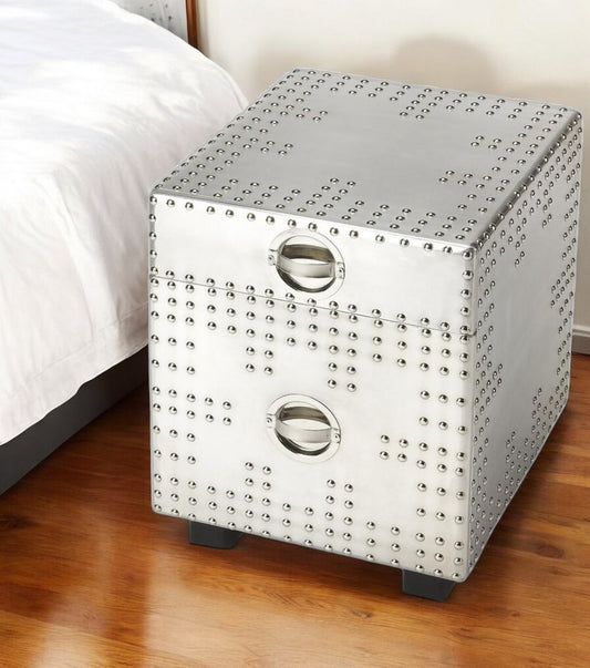 Modern Iconic Silver Aluminum Aviator File Cabinet