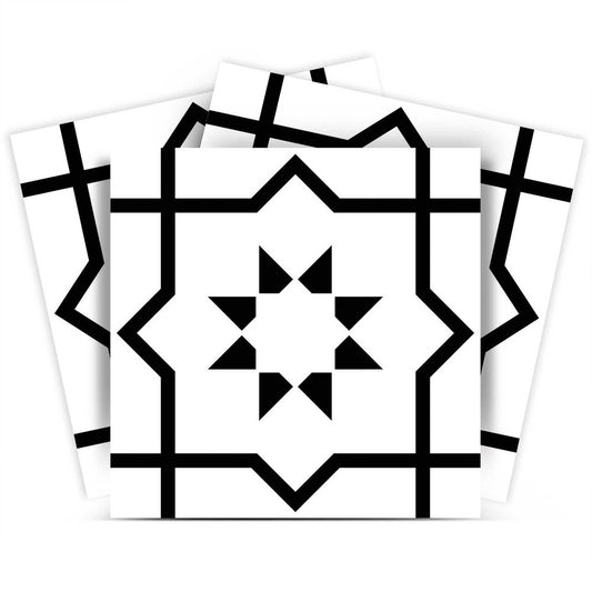 8" X 8" White And Black Sun Peel And Stick Removable Tiles