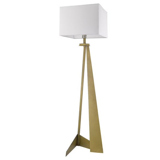 60" Floor Lamp With White Fabric Novelty Shade