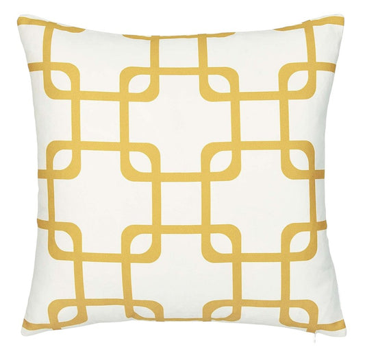 Yellow and White Grid Geometric Throw Pillow