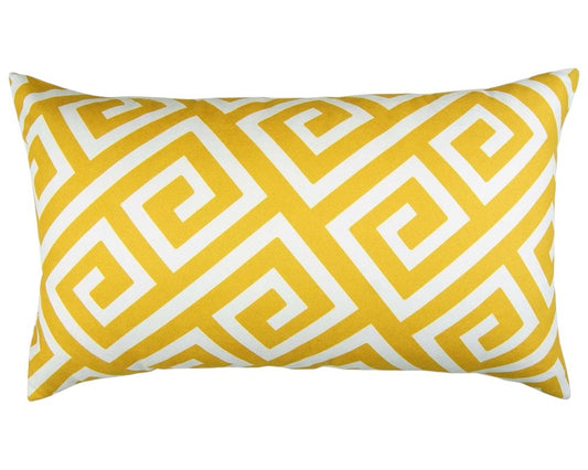 Yellow Greek Key Pattern Lumbar Throw Pillow