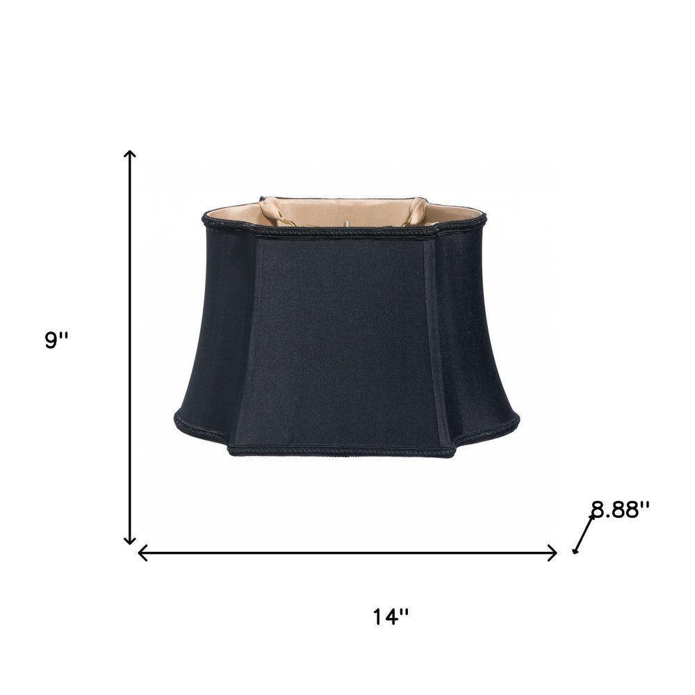 14" Black with Bronze Lining Premium Oblong Shantung Lampshade