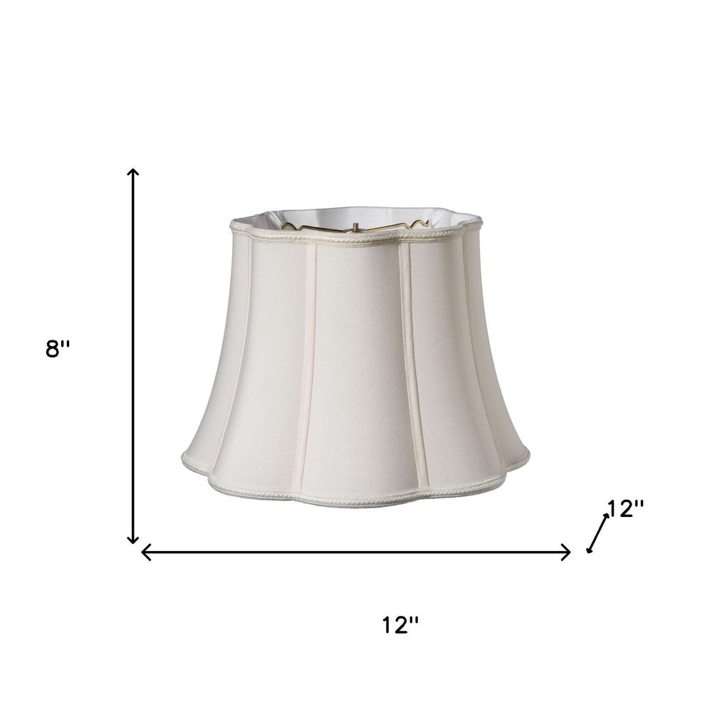 12" Cream Melon Scallop Shantung Lampshade
