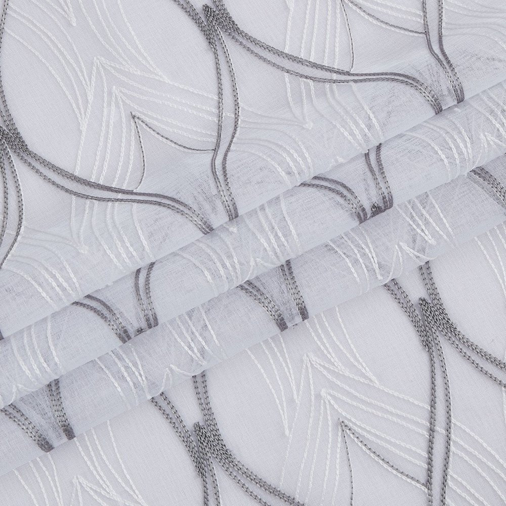 Set of Two 84" White Wave Embroidered Window Panels