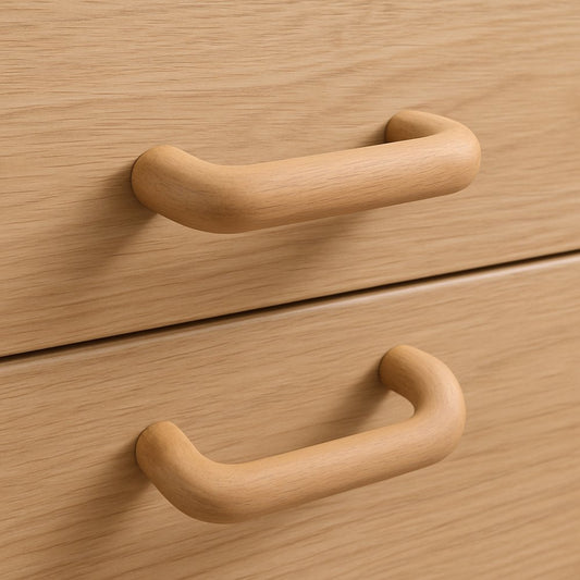 Set of Two Brown Wood C Shape Drawer Pull Knobs