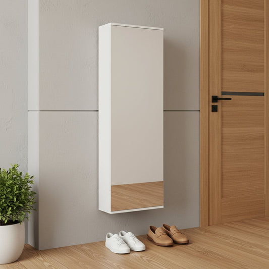 Modern White Ten Pair Wall Mounted Wood Shoe Rack