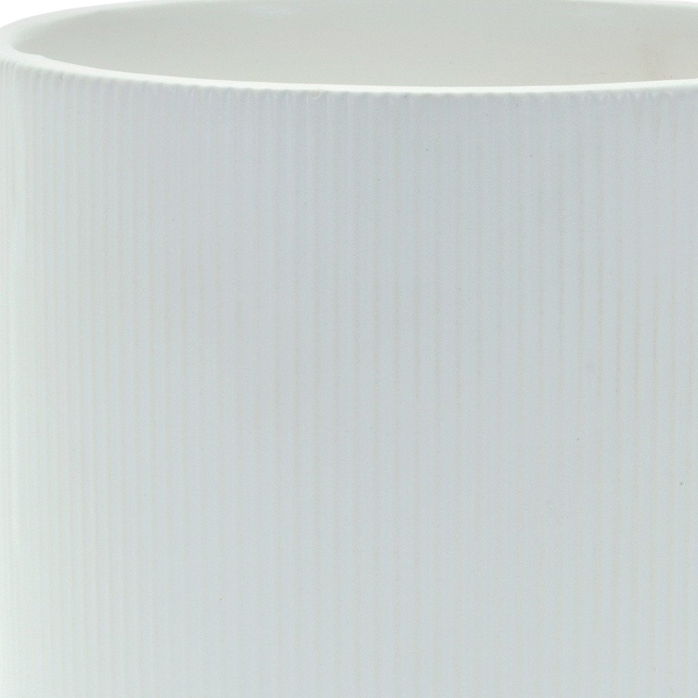 White Ceramic 7 Ounce Striped Footed Pot Planter