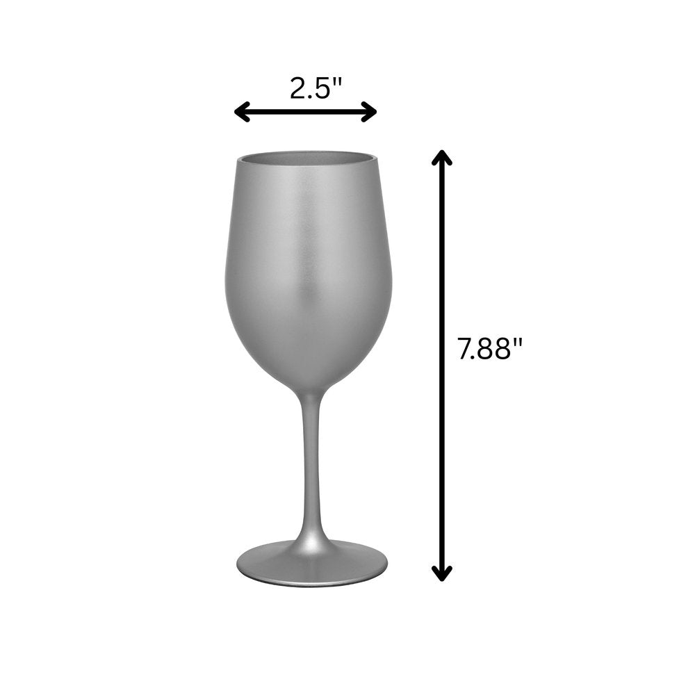Set of Four Silver Acrylic Stemmed All Purpose Wine Glass