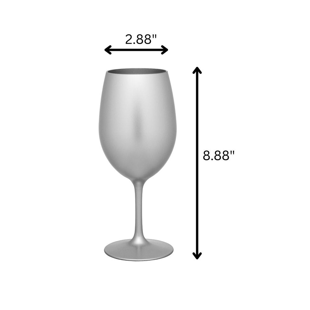 Set of Four Silver Acrylic Stemmed All Purpose Wine Glass