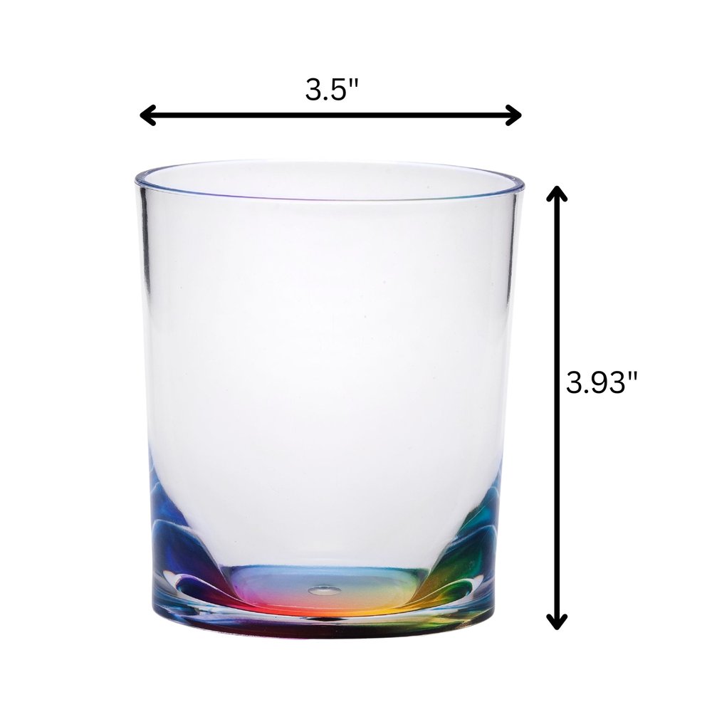 Set of Four Rainbow Geometric Acrylic Stemless Whiskey Glass