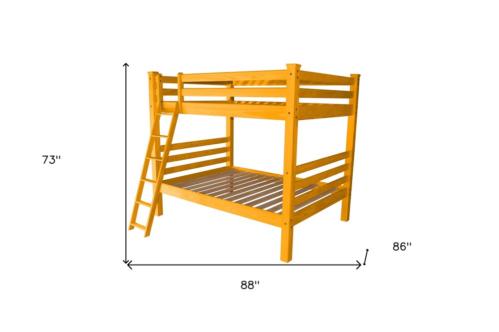 Yellow Queen Over Queen Solid Wood Bunk Bed