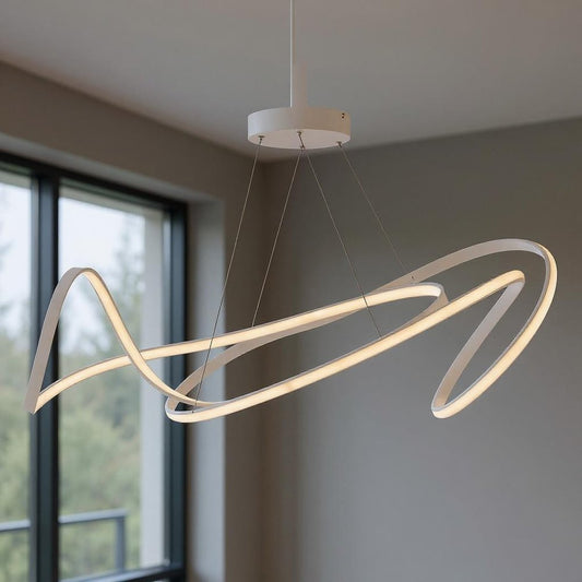 White Metal LED Dimmable Smart Enabled Chandelier