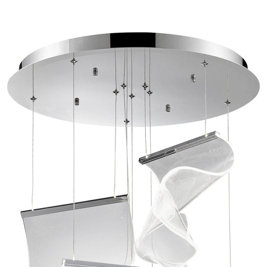 Silver And Clear Five Light Metal LED Dimmable Chandelier With Clear Shades