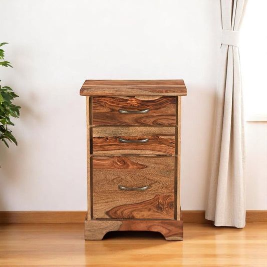 30" Natural Solid Wood Three Drawers Filing Cabinet