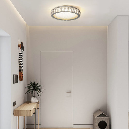 Clear Crystal Flush Chandelier With Clear Shades