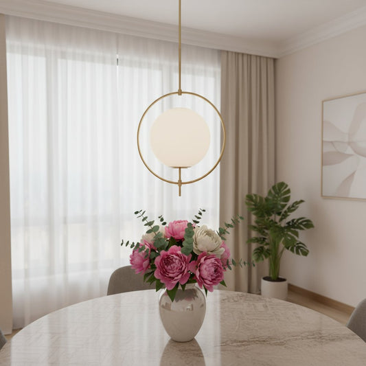 White Single Metal Dimmable Ceiling Light With White Shades