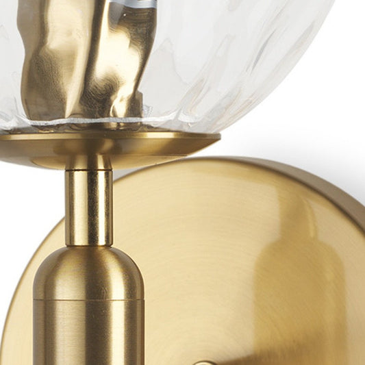 13" Gold Metal and Glass Corner Wall Light