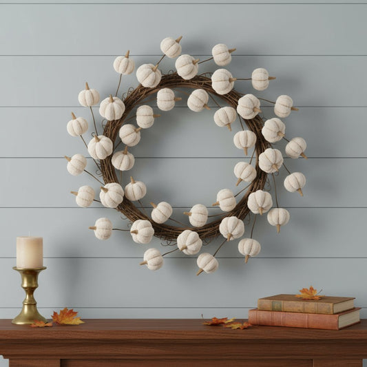 Six Cream Cream Fall Mini Pumpkins Wreath Sprays