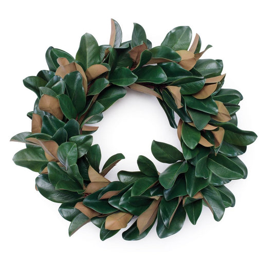 25" Green And Beige Magnolia Artificial Wreath