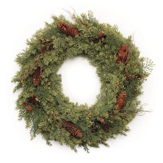22" Green And Brown Christmas Pine Artificial Wreath