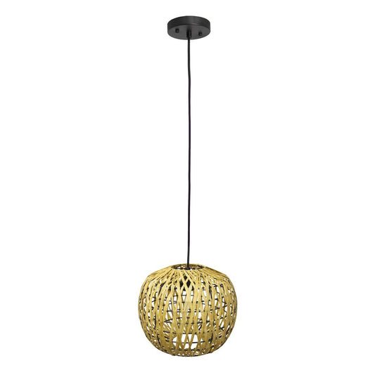Natural And Black Sphere Hemp Ceiling Light With Natural Shades