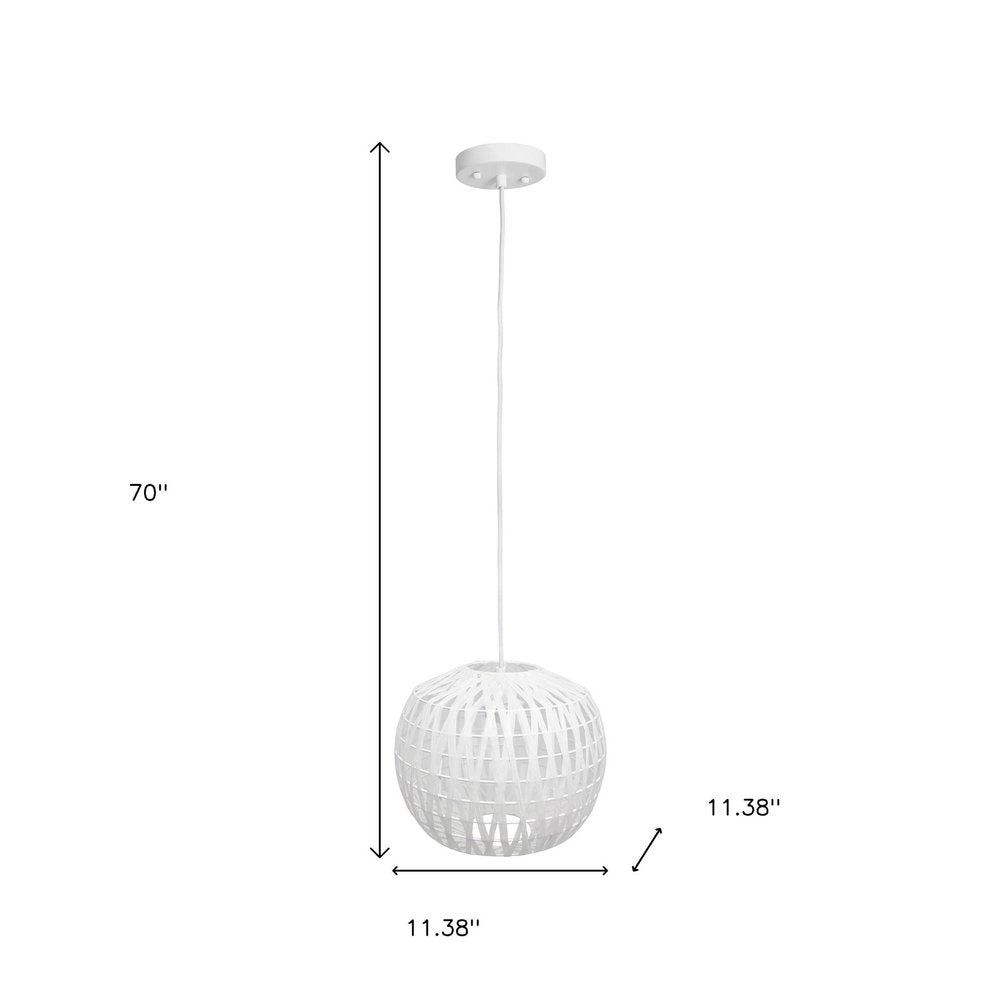 White Sphere Hemp Ceiling Light With White Shades