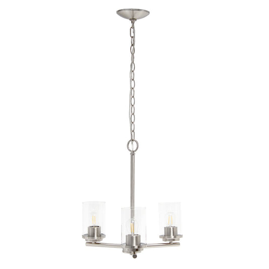 Nickel And Clear Chandelier Three Light Iron Ceiling Light With Clear Shades