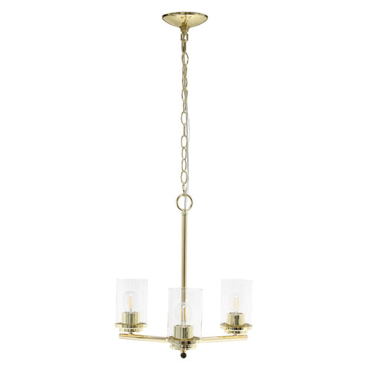 Gold And Clear Chandelier Three Light Iron Ceiling Light With Clear Shades