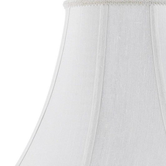 White Linen Piped Bell Lamp Shade
