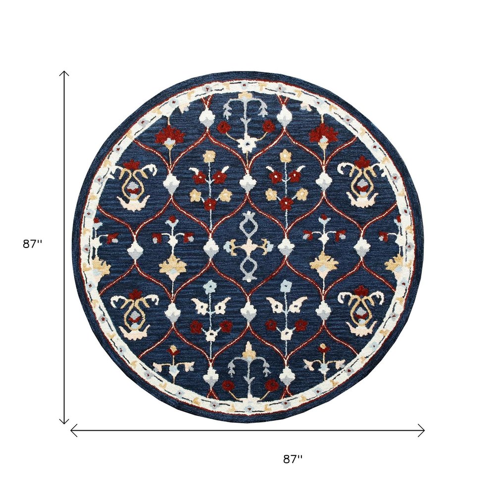 Wool Trellis Hand Tufted Round Rug