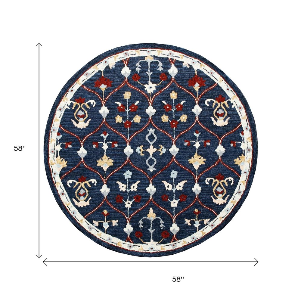 Wool Trellis Hand Tufted Round Rug