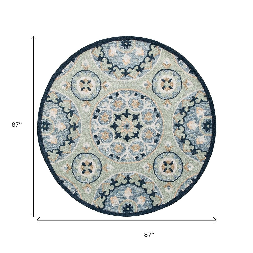 Wool Floral Hand Tufted Round Rug