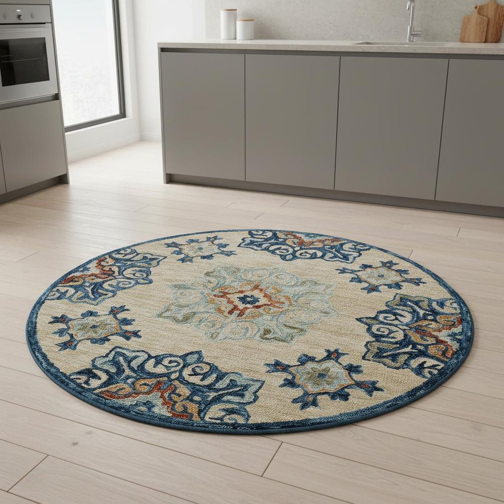 Wool Medallion Hand Tufted Washable Round Rug
