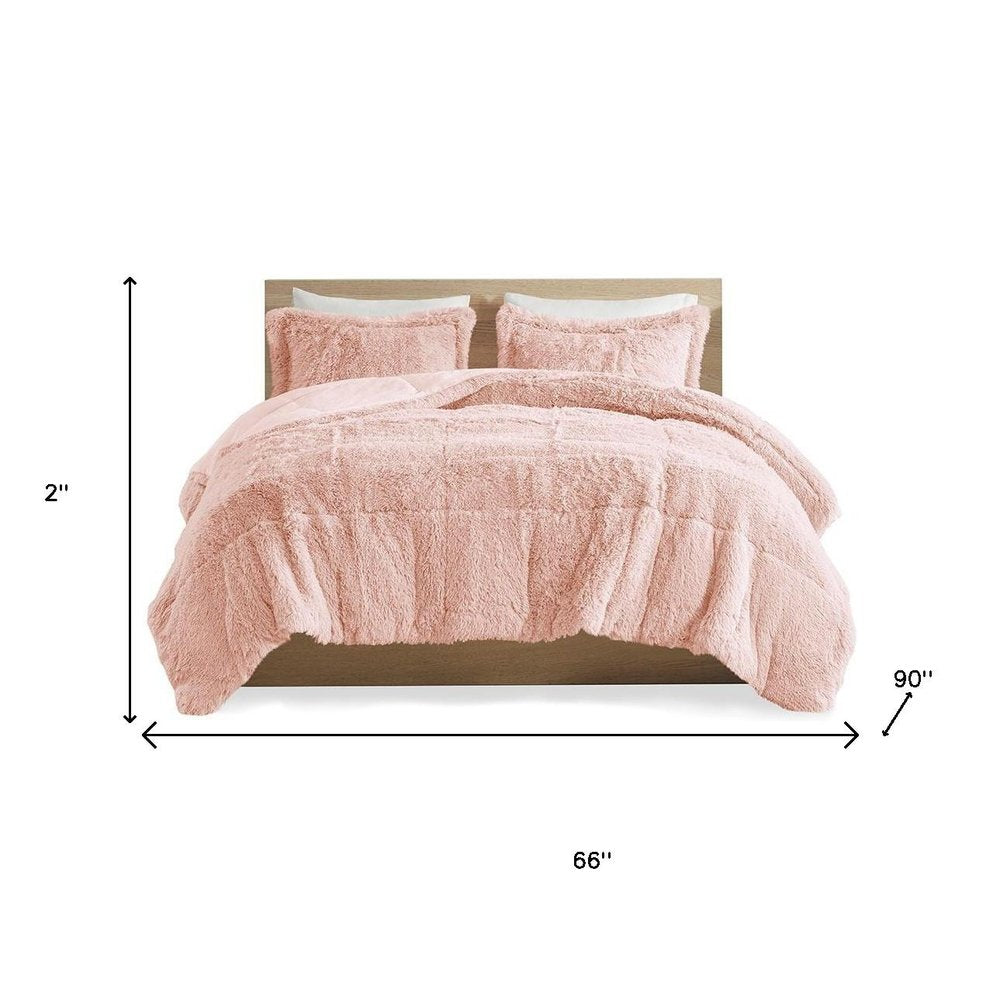 Set of Two Blush Twin Ring Stitch Polyester Sham And Comforter