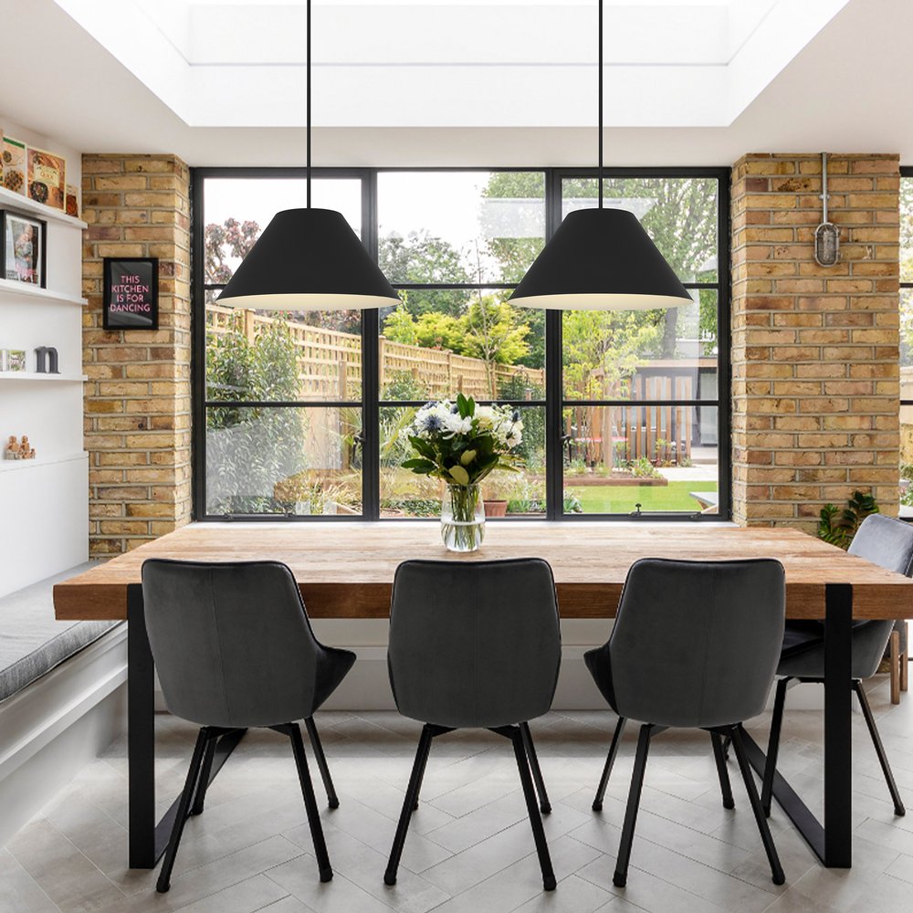 22" Black Aluminum Cone LED Dimmable Outdoor Pendent Hanging Light