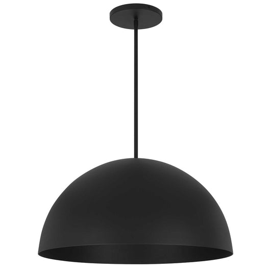 24" Black Aluminum Dome LED Dimmable Outdoor Pendent Hanging Light