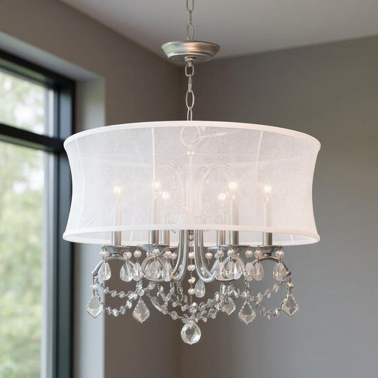 Six Light Dimmable Chandelier With Shades
