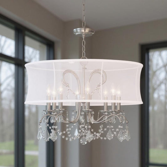 Eight Light Dimmable Chandelier With Shades