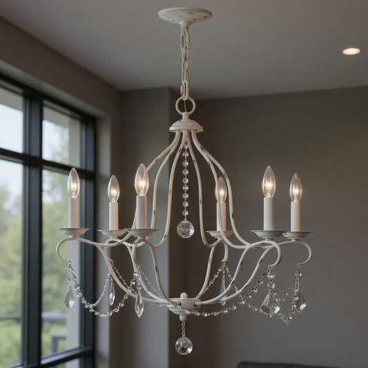 Six Light Dimmable Chandelier With Shades