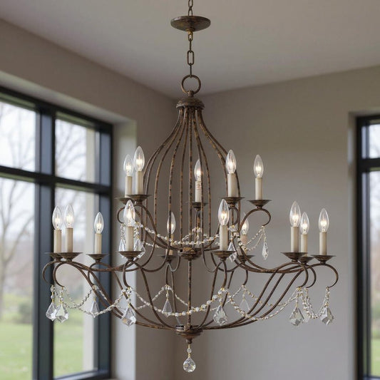 Multi Light Dimmable Chandelier With Shades