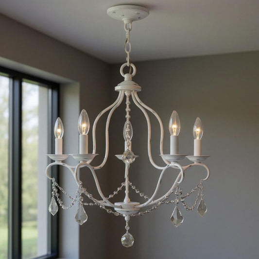 Five Light Dimmable Chandelier With Shades
