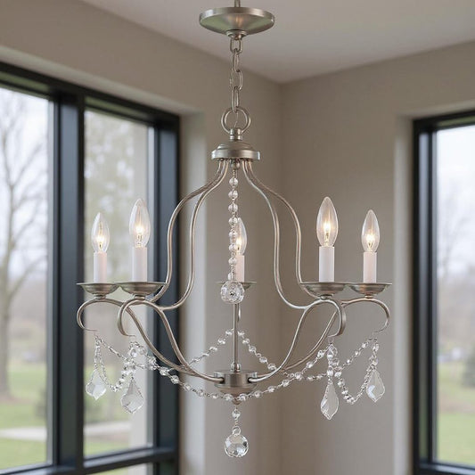 Five Light Dimmable Chandelier With Shades