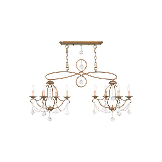 Eight Light Dimmable Chandelier With Shades