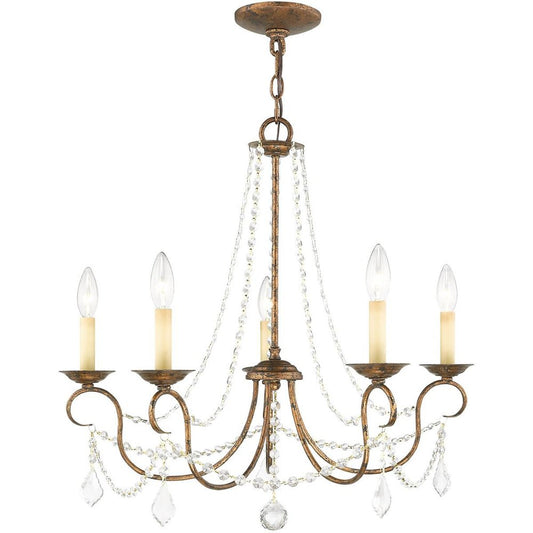 Five Light Dimmable Chandelier With Shades