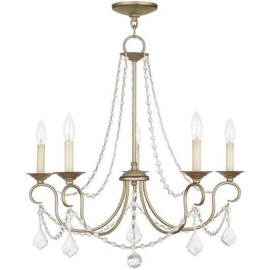 Five Light Dimmable Chandelier With Shades