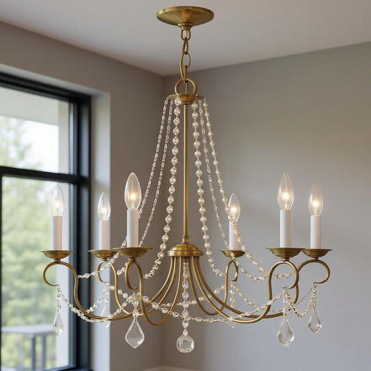 Six Light Dimmable Chandelier With Shades