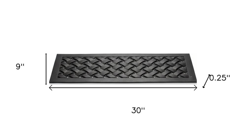 Set Of Six Black Lattice Outdoor Rubber Stair Treads