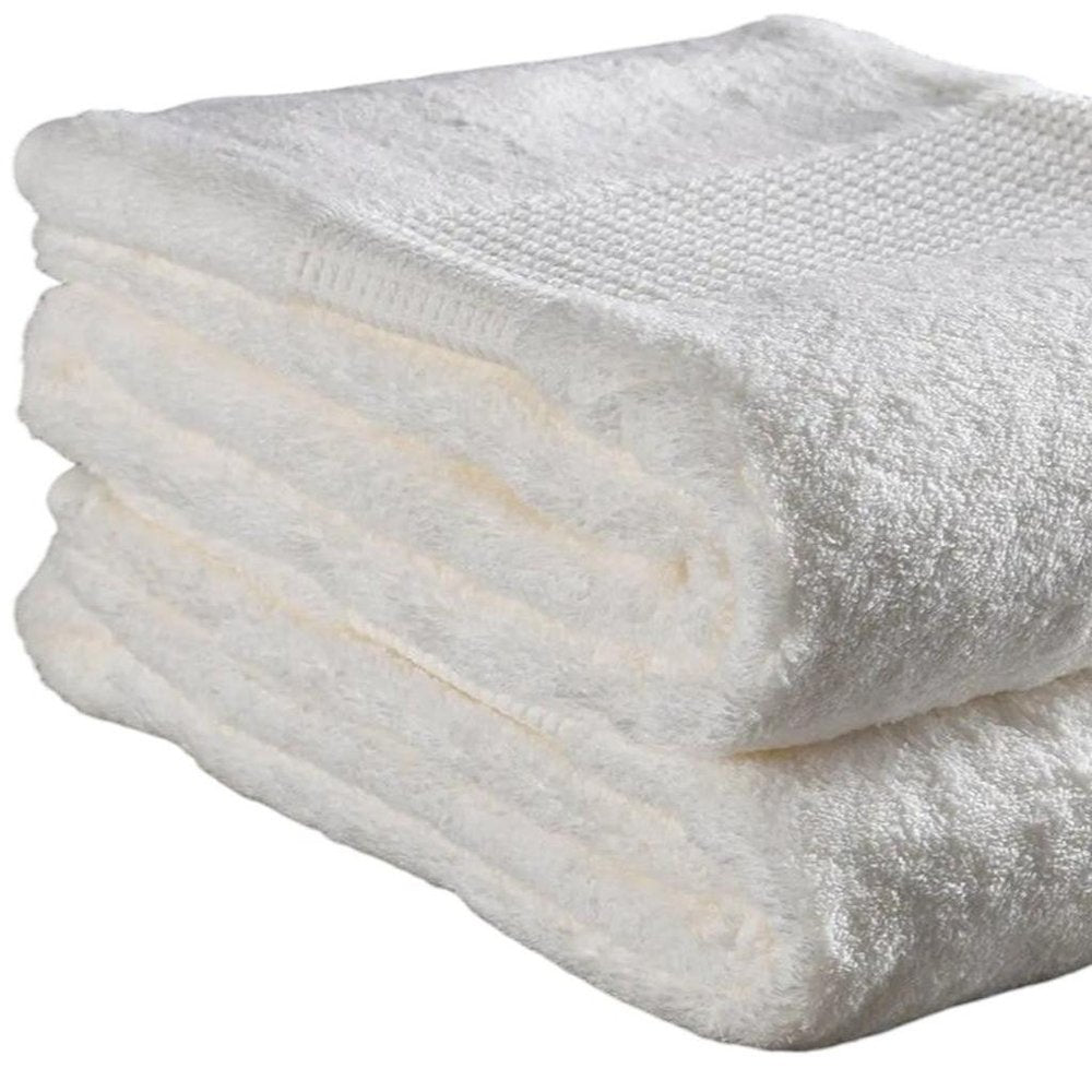Set of Two White Turkish Cotton 13" X 13" Quick Dry Terry Cloth Washcloths