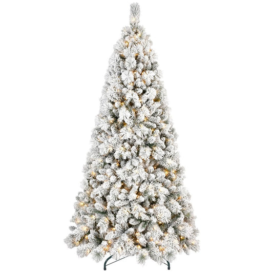 9' White Pre Lit Full Pine Christmas Tree
